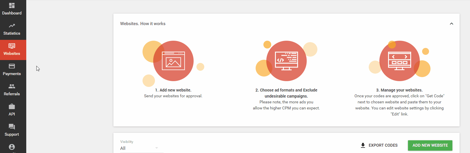 Get referral link for publishers