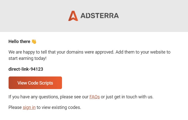 e-mail-da-Adsterra-com-um-codigo-exclusivo