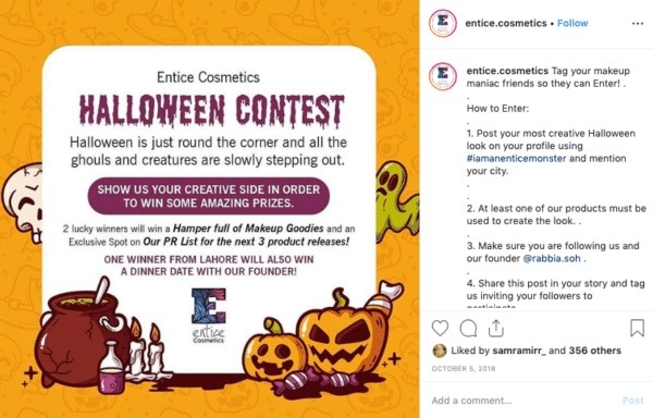 Example-of-a-Halloween-themed contest from a cosmetic-brand