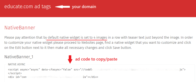 How to get a native banner&rsquo;s code from Adsterra?