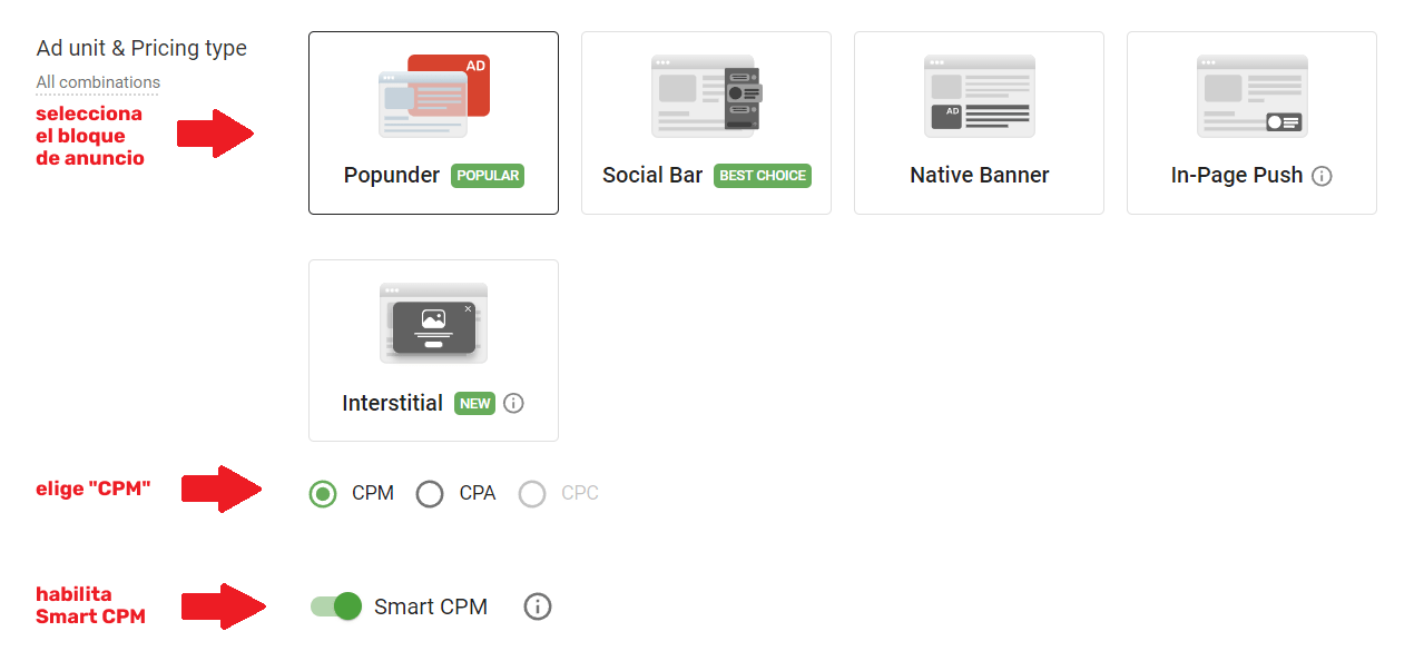 Una parte resumida de cómo hacerlo: Cómo activar Smart CPM