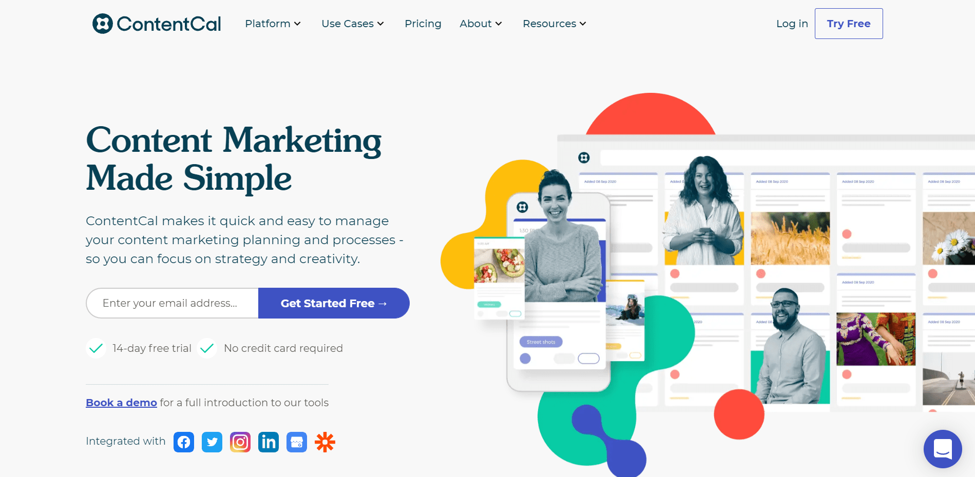 ContentCal home page