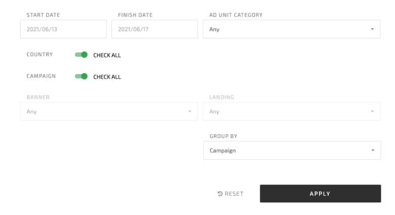 general filters and data grouping