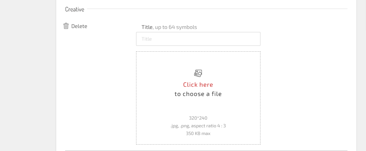 It's easy to upload visuals for Native ads