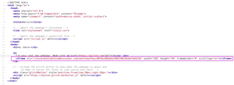Add banner code to html page