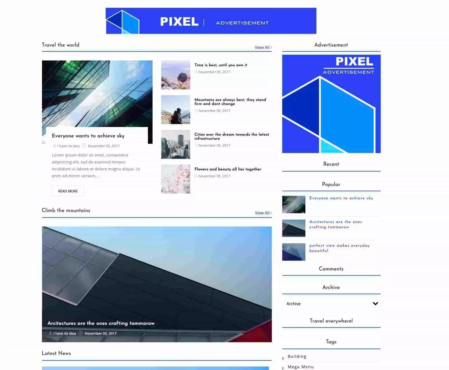 Pixel Blogger Template Demo
