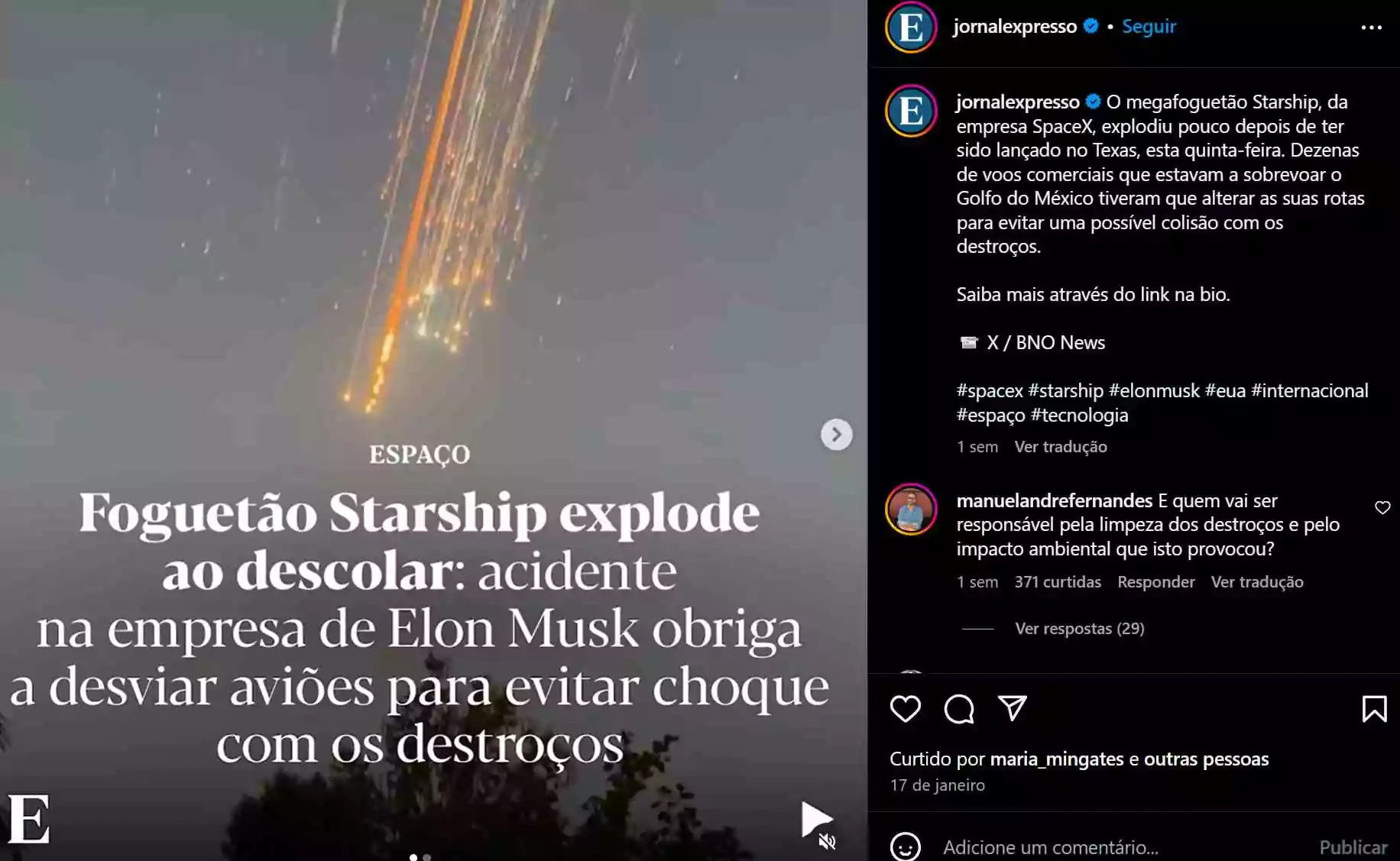 postagem-no-instagram-do-jornal-expresso