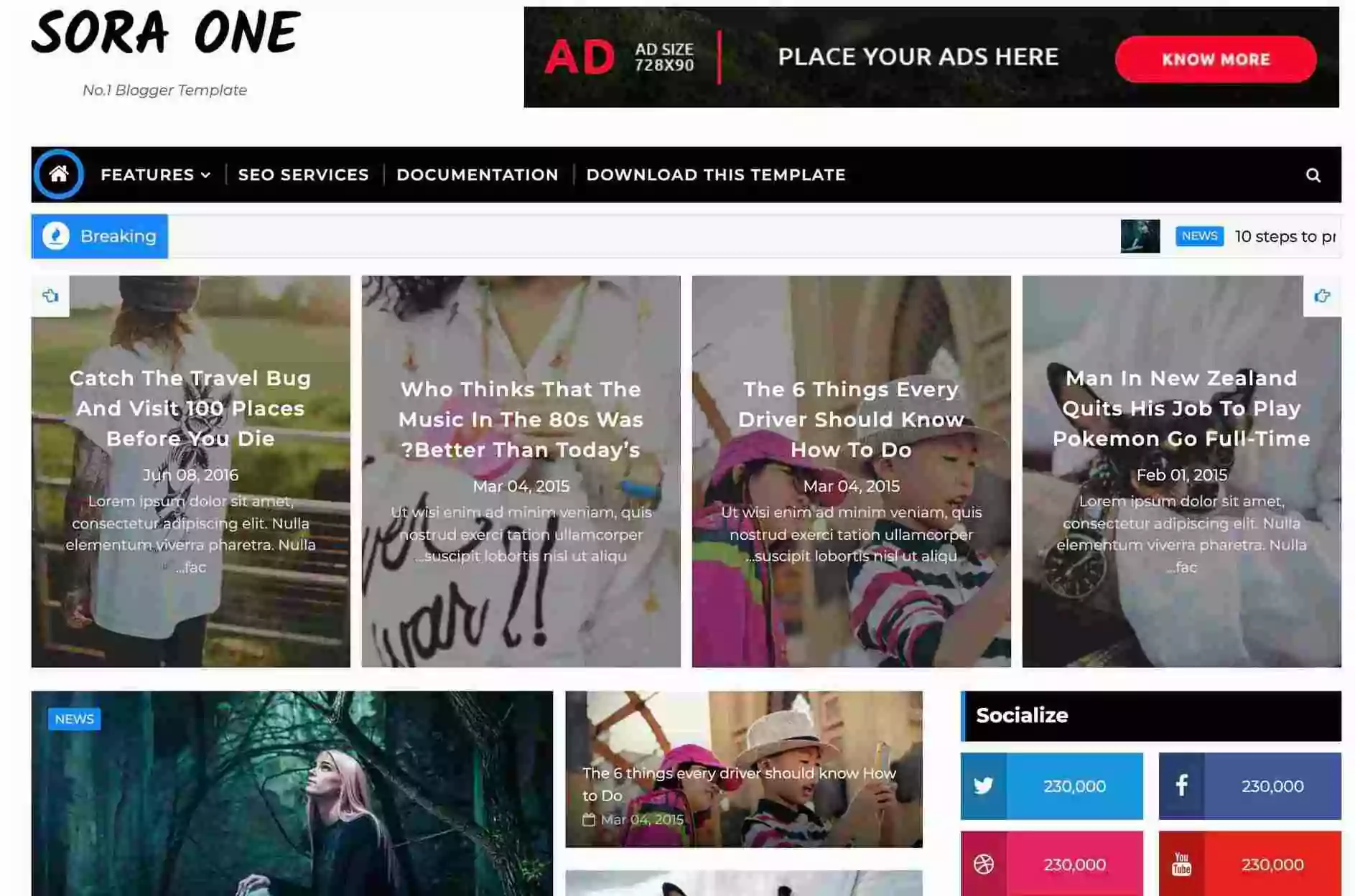 Sora One free blogger template